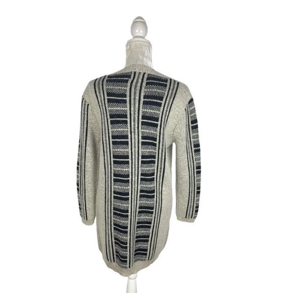 Mia Maddison Long Cardigan Sweater Duster Grey Black Fuzzy Open Front M - Picture 5 of 9